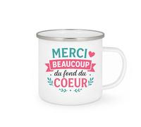 quotedazur - Mug Personnalisé Tasse Cadeau Original Humour Merci Beaucoup Du Fond Du Coeur - Blanc/Emaillé