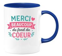 quotedazur - Mug Personnalisé Tasse Cadeau Original Humour Merci Beaucoup Du Fond Du Coeur - Bleu/Céramique