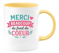 quotedazur - Mug Personnalisé Tasse Cadeau Original Humour Merci Beaucoup Du Fond Du Coeur - Jaune/Céramique