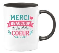 quotedazur - Mug Personnalisé Tasse Cadeau Original Humour Merci Beaucoup Du Fond Du Coeur - Noir/Céramique