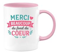 quotedazur - Mug Personnalisé Tasse Cadeau Original Humour Merci Beaucoup Du Fond Du Coeur - Rose/Céramique