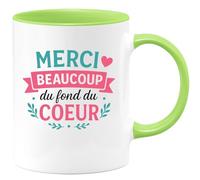 quotedazur - Mug Personnalisé Tasse Cadeau Original Humour Merci Beaucoup Du Fond Du Coeur - Vert/Céramique