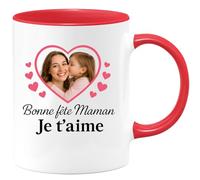 quotedazur - Mug Personnalisé Tasse Cadeau Original Humour Noël Bonne Fête Maman Je T'Aime Future Anniversaire Fête Des Mères Annonce Naissance - Rouge/Céramique