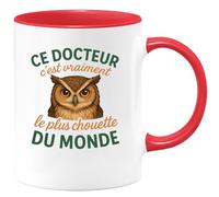 quotedazur - Mug Personnalisé Tasse Cadeau Original Humour Noël Ce Docteur C'Est Vraiment Le Plus Chouette Du Monde - Rouge/Céramique