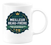 quotedazur - Mug Personnalisé Tasse Cadeau Original Humour Noël Certifié Meilleur Beau-Frère (Même Si Ses Blagues Ne Sont Pas Toujours Drôles) - Blanc/Céramique