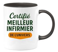 quotedazur - Mug Personnalisé Tasse Cadeau Original Humour Noël Certifié Meilleur Infirmier De L'Univers - Noir/Céramique