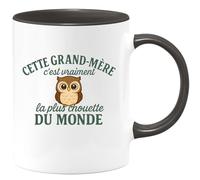 quotedazur - Mug Personnalisé Tasse Cadeau Original Humour Noël Cette Grand-Mère C'Est Vraiment La Plus Chouette Du Monde - Noir/Céramique
