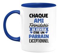 quotedazur - Mug Personnalisé Tasse Cadeau Original Humour Noël Chaque Ami Formidable Se Révèle Être Un Parrain Exceptionnel - Bleu/Céramique