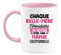 quotedazur - Mug Personnalisé Tasse Cadeau Original Humour Noël Chaque Belle-Mère Formidable Se Révèle Être Une Mamie Exceptionnelle - Rose/Céramique