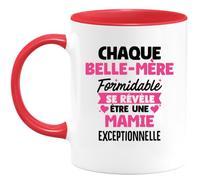 quotedazur - Mug Personnalisé Tasse Cadeau Original Humour Noël Chaque Belle-Mère Formidable Se Révèle Être Une Mamie Exceptionnelle - Rouge/Céramique