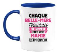 quotedazur - Mug Personnalisé Tasse Cadeau Original Humour Noël Chaque Belle-Mère Formidable Se Révèle Être Une Mamie Exceptionnelle - Bleu/Céramique