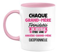 quotedazur - Mug Personnalisé Tasse Cadeau Original Humour Noël Chaque Grand-Mère Formidable Se Révèle Être Une Arrière- Grand-Mère Exceptionnelle - Rose/Céramique