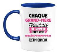 quotedazur - Mug Personnalisé Tasse Cadeau Original Humour Noël Chaque Grand-Mère Formidable Se Révèle Être Une Arrière- Grand-Mère Exceptionnelle - Bleu/Céramique