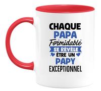 quotedazur - Mug Personnalisé Tasse Cadeau Original Humour Noël Chaque Papa Formidable Se Révèle Être Un Papy Exceptionnel Futur Papou Pépé Fête Des Grand-Pères Papi - Rouge/Céramique