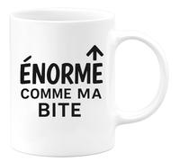 quotedazur - Mug Personnalisé Tasse Cadeau Original Humour Noël Énorme Comme Ma Bite - Blanc/Céramique