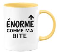 quotedazur - Mug Personnalisé Tasse Cadeau Original Humour Noël Énorme Comme Ma Bite - Jaune/Céramique