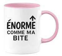 quotedazur - Mug Personnalisé Tasse Cadeau Original Humour Noël Énorme Comme Ma Bite - Rose/Céramique