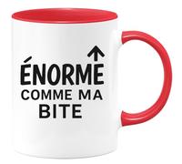 quotedazur - Mug Personnalisé Tasse Cadeau Original Humour Noël Énorme Comme Ma Bite - Rouge/Céramique