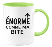 quotedazur - Mug Personnalisé Tasse Cadeau Original Humour Noël Énorme Comme Ma Bite - Vert/Céramique