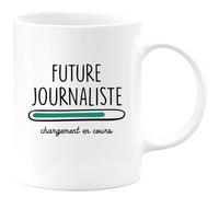 quotedazur - Mug Personnalisé Tasse Cadeau Original Humour Noël Future Journaliste Chargement En Cours - Blanc/Céramique