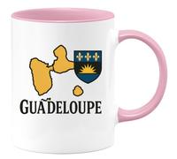 quotedazur - Mug Personnalisé Tasse Cadeau Original Humour Noël Guadeloupe - Rose/Céramique