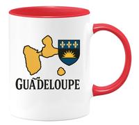 quotedazur - Mug Personnalisé Tasse Cadeau Original Humour Noël Guadeloupe - Rouge/Céramique