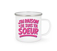 quotedazur - Mug Personnalisé Tasse Cadeau Original Humour Noël J'Ai Raison Je Suis Ta Soeur - Blanc/Emaillé