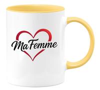 quotedazur - Mug Personnalisé Tasse Cadeau Original Humour Noël J'Aime Ma Femme - Jaune/Céramique