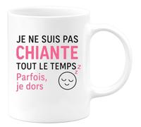 quotedazur - Mug Personnalisé Tasse Cadeau Original Humour Noël Je Ne Suis Pas Chiante Tout Le Temps Parfois Je Dors - Blanc/Céramique