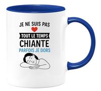 quotedazur - Mug Personnalisé Tasse Cadeau Original Humour Noël Je Ne Suis Pas Tout Le Temps Chiante Parfois Je Dors - Bleu/Céramique
