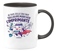 quotedazur - Mug Personnalisé Tasse Cadeau Original Humour Noël Je Suis Celle Qui Fait Toujours Marcher L'Imprimante - Noir/Céramique