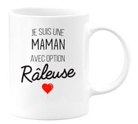 quotedazur - Mug Personnalisé Tasse Cadeau Original Humour Noël Je Suis Une Maman Avec Option Râleuse Future Anniversaire Fête Des Mères Annonce Naissance - Blanc/Céramique