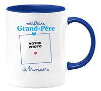 quotedazur - Mug Personnalisé Tasse Cadeau Original Humour Noël Meilleur Grand-Père De L'Univers - Bleu/Céramique