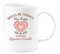 quotedazur - Mug Personnalisé Tasse Cadeau Original Humour Noël Noces De Faïence Nos Anniversaire 9 Ans 25/08/2024 Legrand & Camille - Blanc/Céramique