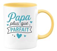 quotedazur - Mug Personnalisé Tasse Cadeau Original Humour Noël Papa Plus Que Parfait Futur Anniversaire Fête Des Pères Annonce Naissance - Jaune/Céramique