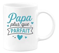 quotedazur - Mug Personnalisé Tasse Cadeau Original Humour Noël Papa Plus Que Parfait Futur Anniversaire Fête Des Pères Annonce Naissance - Blanc/Céramique