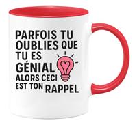 quotedazur - Mug Personnalisé Tasse Cadeau Original Humour Noël Parfois Tu Oublies Que Tu Es Génial Alors Ceci Est Ton Rappel - Rouge/Céramique