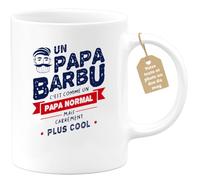 quotedazur - Mug Personnalisé Tasse Cadeau Original Humour Noël Un Papa Barbu C'Est Comme Un Papa Normal Mais Carrément Plus Cool Futur Anniversaire Fête Des Pères Annonce Naissance - Blanc/Céramique
