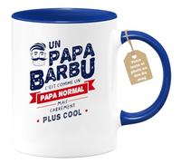 quotedazur - Mug Personnalisé Tasse Cadeau Original Humour Noël Un Papa Barbu C'Est Comme Un Papa Normal Mais Carrément Plus Cool Futur Anniversaire Fête Des Pères Annonce Naissance - Bleu/Céramique