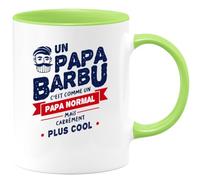 quotedazur - Mug Personnalisé Tasse Cadeau Original Humour Noël Un Papa Barbu C'Est Comme Un Papa Normal Mais Carrément Plus Cool Futur Anniversaire Fête Des Pères Annonce Naissance - Vert/Céramique