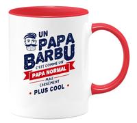 quotedazur - Mug Personnalisé Tasse Cadeau Original Humour Noël Un Papa Barbu C'Est Comme Un Papa Normal Mais Carrément Plus Cool Futur Anniversaire Fête Des Pères Annonce Naissance - Rouge/Céramique