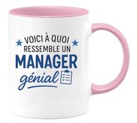 quotedazur - Mug Personnalisé Tasse Cadeau Original Humour Noël Voici À Quoi Ressemble Un Manager Génial - Rose/Céramique