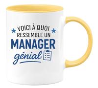 quotedazur - Mug Personnalisé Tasse Cadeau Original Humour Noël Voici À Quoi Ressemble Un Manager Génial - Jaune/Céramique