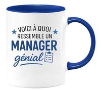 quotedazur - Mug Personnalisé Tasse Cadeau Original Humour Noël Voici À Quoi Ressemble Un Manager Génial - Bleu/Céramique