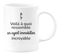 quotedazur - Mug Personnalisé Tasse Cadeau Original Humour Noël Voilà À Quoi Ressemble Un Agent Immobilier Incroyable - Blanc/Céramique