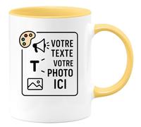 quotedazur - Mug Personnalisé Tasse Cadeau Original Humour Noël Votre Texte Ou Votre Photo Ici - Jaune/Céramique