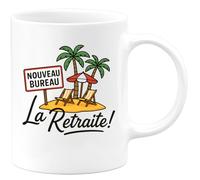 quotedazur - Mug Personnalisé Tasse Cadeau Original Humour Nouveau Bureau La Retraite - Blanc/Céramique