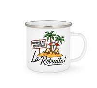 quotedazur - Mug Personnalisé Tasse Cadeau Original Humour Nouveau Bureau La Retraite - Blanc/Emaillé