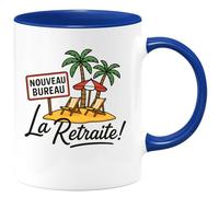 quotedazur - Mug Personnalisé Tasse Cadeau Original Humour Nouveau Bureau La Retraite - Bleu/Céramique