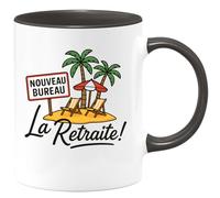 quotedazur - Mug Personnalisé Tasse Cadeau Original Humour Nouveau Bureau La Retraite - Noir/Céramique